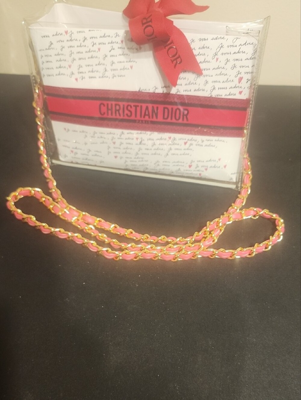 Dior Paper Shopping Bag In PVC Plastic With Chain Purse Strap - Picture 2 of 4
